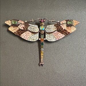 Vintage Joan Rivers Dragonfly Brooch - Mosaic wings